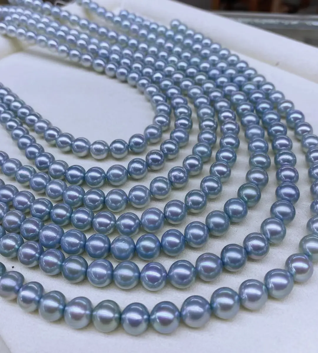 7.5-8.5 mm 16Inch AA Silver-Blue Akoya Pearl Necklace - Image 6