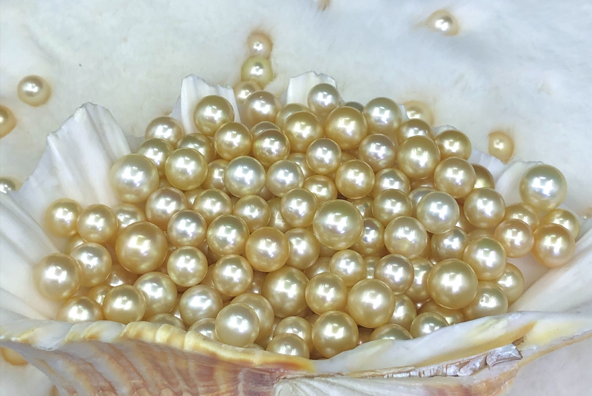 Stunning 18K Golden South Sea Pearl & Diamond Ring