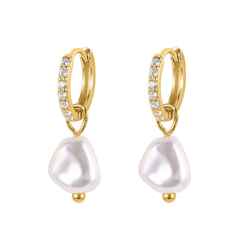 Baroque Pearl Earrings With Zirconia