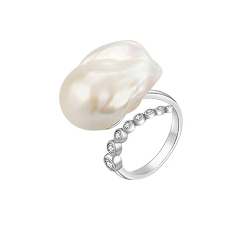 Natural Freshwater Baroque Pearl Ring