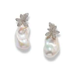 White Freshwater Baroque Pearl Earrings