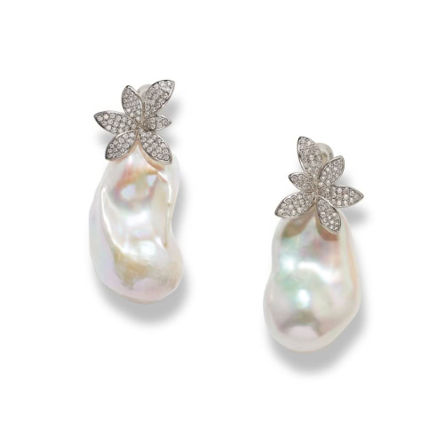 White Freshwater Baroque Pearl Earrings