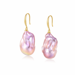14-18mm Purple Freshwater Baroque Pearl Earrings