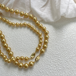 Quality Round Golden South Sea Pearl Necklace